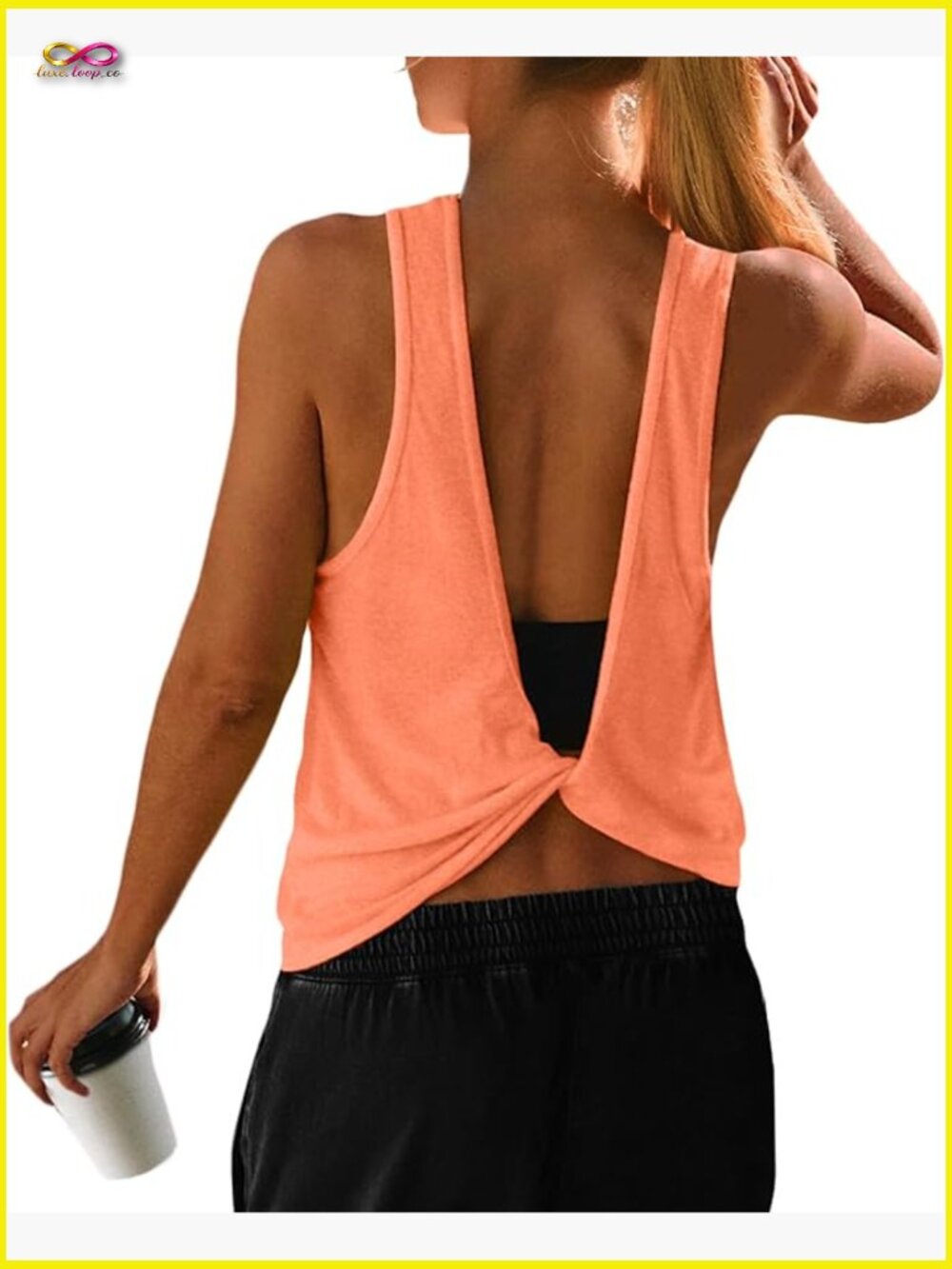 Open Back Workout Tank Top Sleeveless Yoga Running Shirt Twist Knot Backless